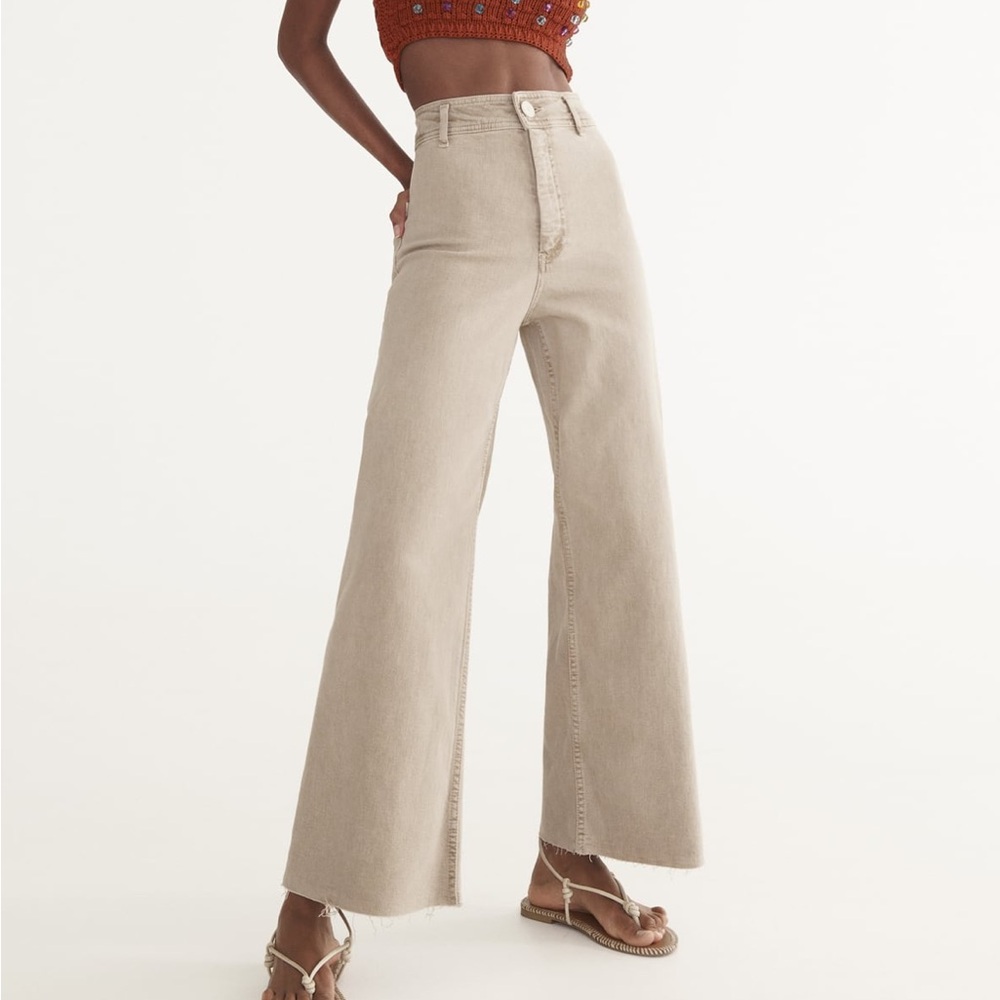 Zara high waisted cream jeans
